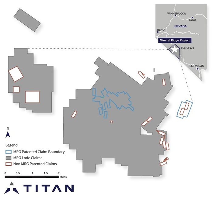 Location map of Mineral Ridge and ownership boundary