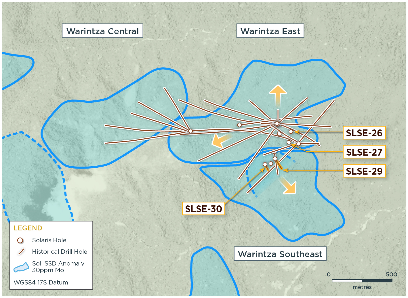 Plan View of Warintza Central Drilling Released to Date